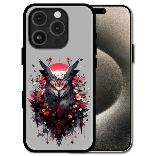 Crimson Owl Mystique - Glossy Metal Silicone Case For Apple iPhone 16 Pro Max