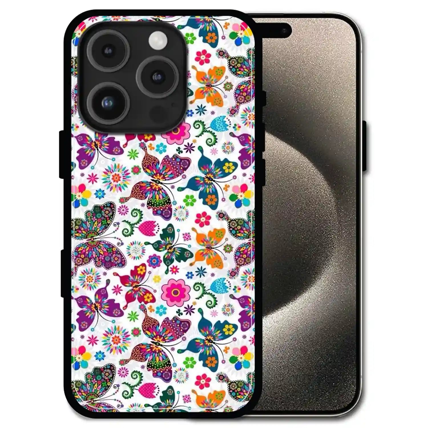 'Whimsical Butterflies Garden - Glossy Metal Silicone Case For Apple iPhone 16 Pro Max
