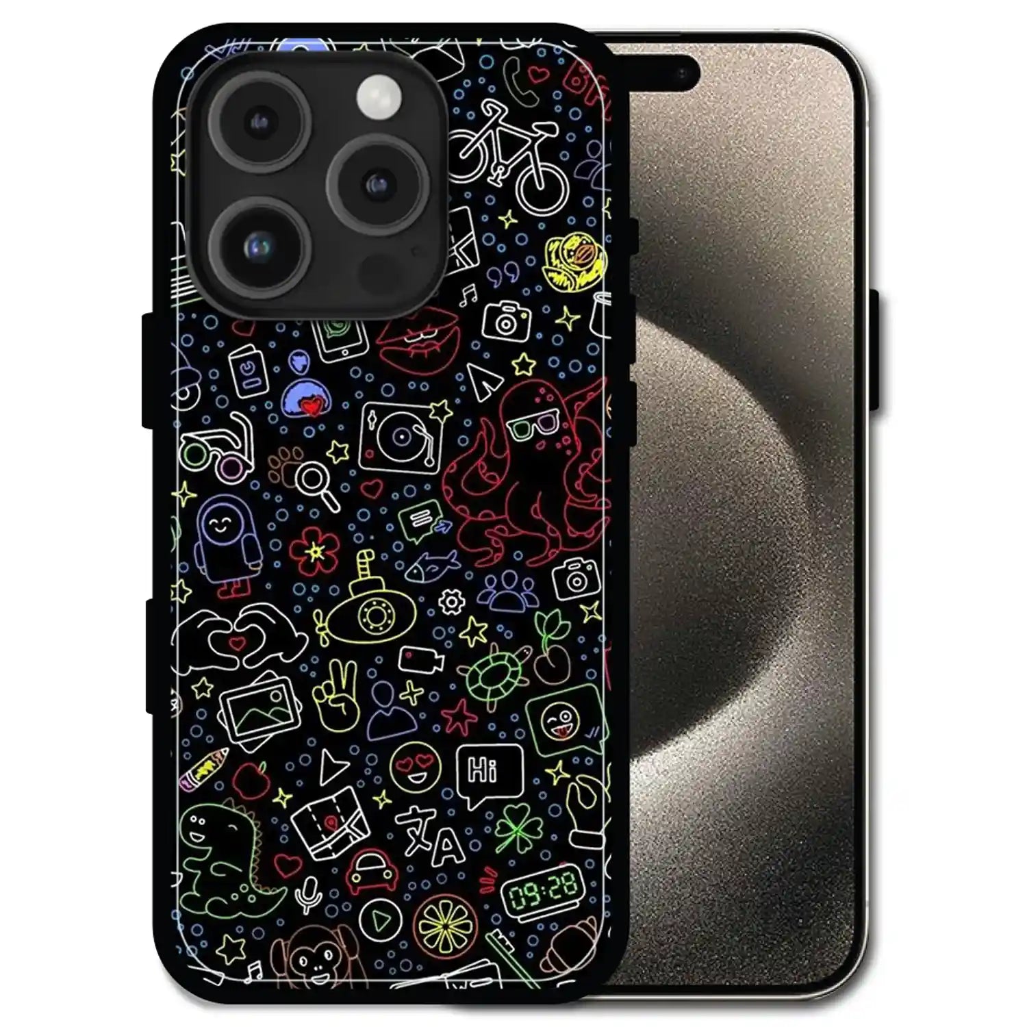'Doodleverse Nightlife - Glossy Metal Silicone Case For Apple iPhone 16 Pro Max