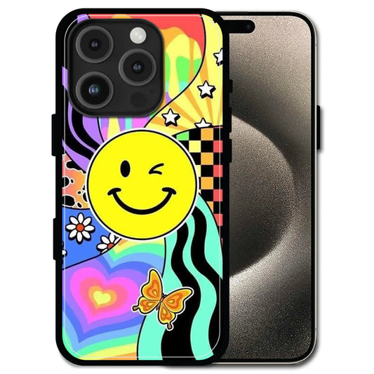 'Groovy Smiley Splash - Glossy Metal Silicone Case For Apple iPhone 16 Pro Max