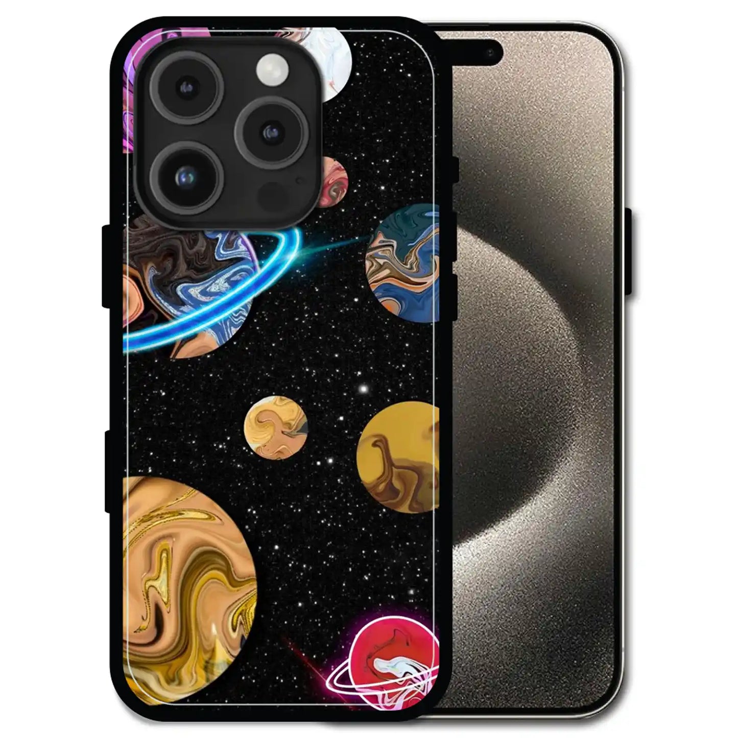 'Cosmic Swirl Galaxy - Glossy Metal Silicone Case For Apple iPhone 16 Pro Max