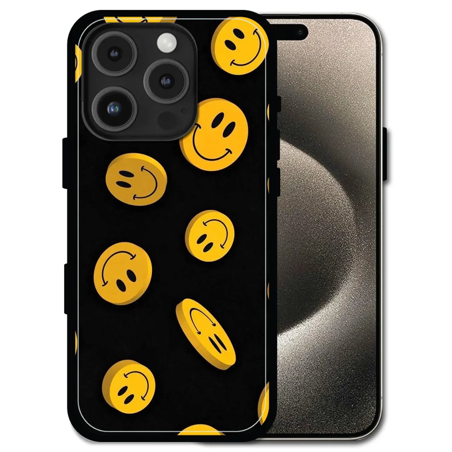 'Bold Smileys - Glossy Metal Silicone Case For Apple iPhone 16 Pro