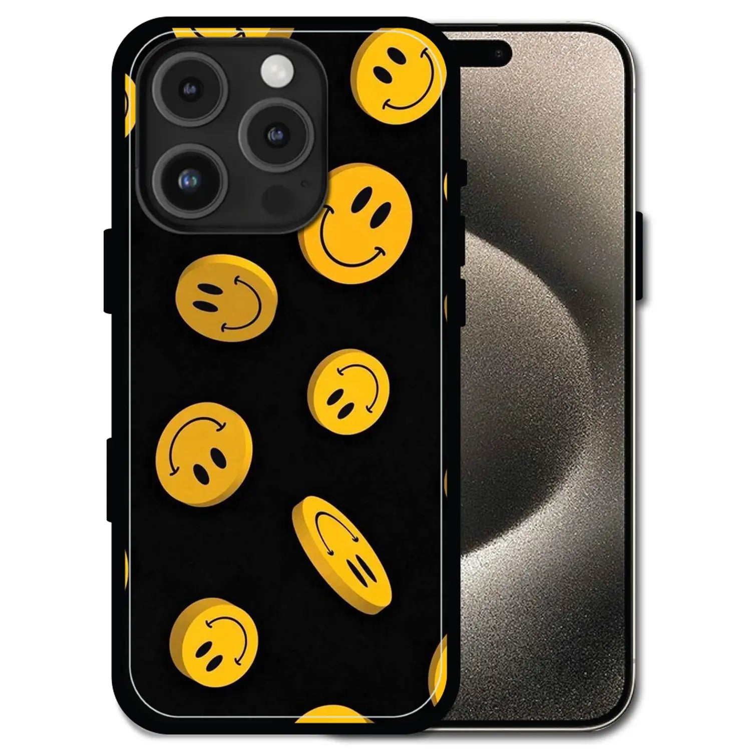 'Bold Smileys - Glossy Metal Silicone Case For Apple iPhone 16 Pro