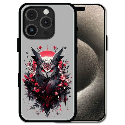 'Crimson Owl Mystique - Glossy Metal Silicone Case For Apple iPhone 16 Pro