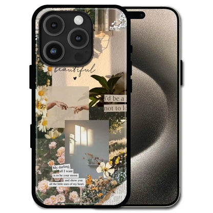 'Floral Aesthetic Collage - Glossy Metal Silicone Case For Apple iPhone 16 Pro