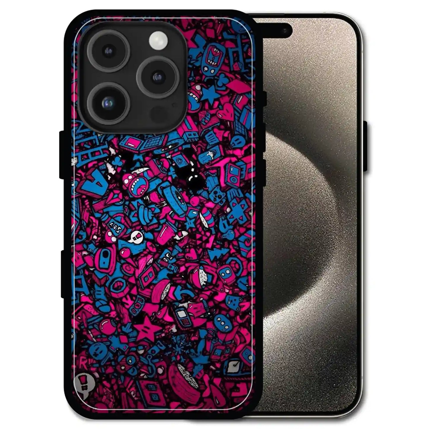'Doodle Chaos Design - Glossy Metal Silicone Case For Apple iPhone 16 Pro
