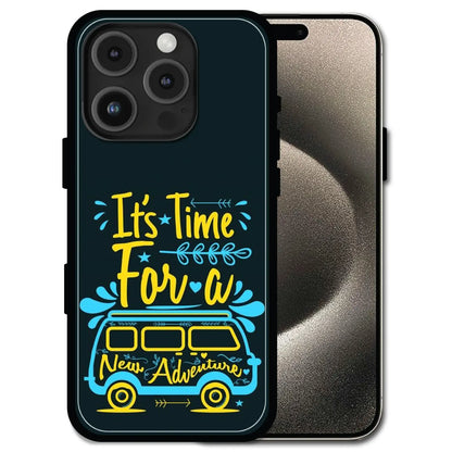 'Adventure Awaits - Glossy Metal Silicone Case For Apple iPhone 16 Pro