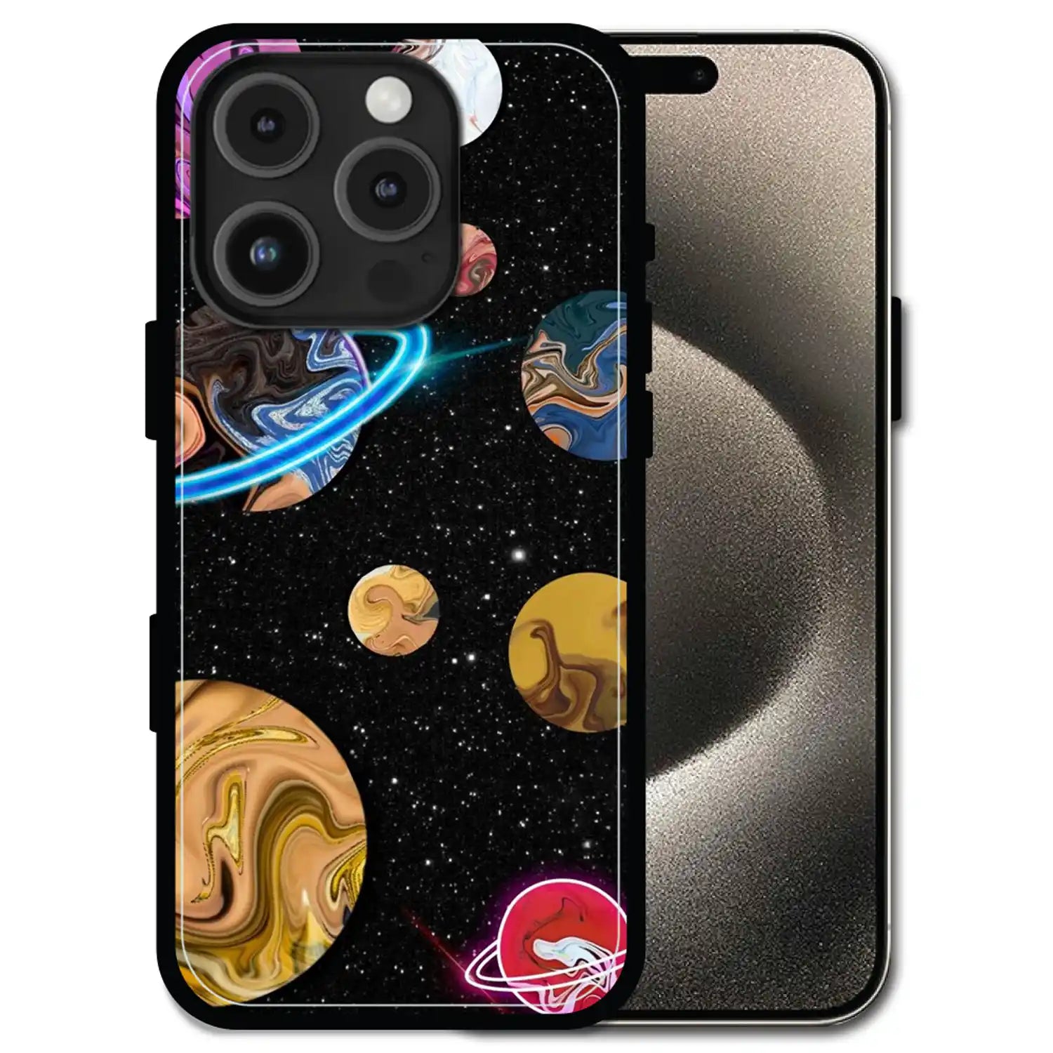 'Cosmic Swirl Galaxy - Glossy Metal Silicone Case For Apple iPhone 16 Pro