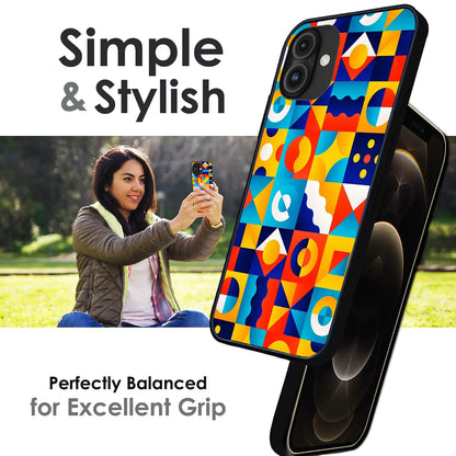 Retro Pop Geometry - Glossy Metal Silicone Case For Apple iPhone Infographic