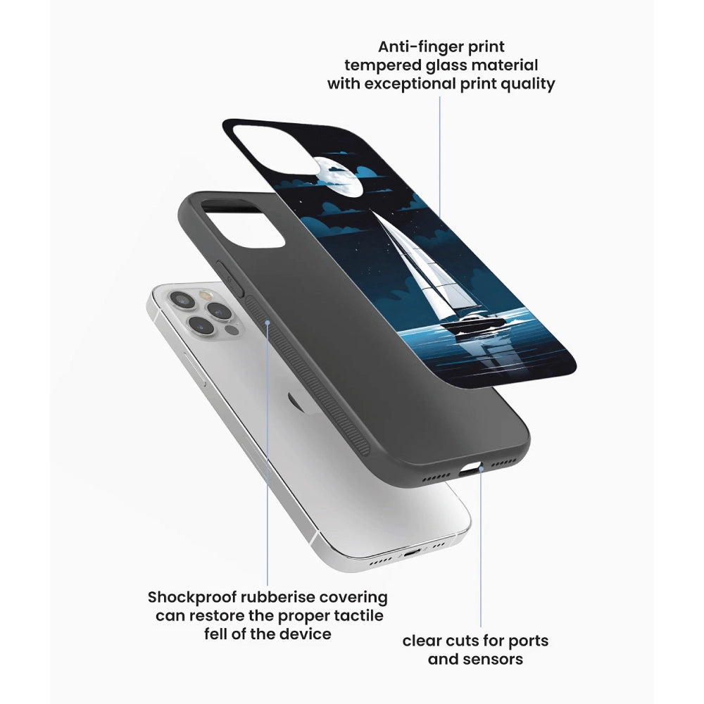 Moonlight Sailboat - Glass Case For Apple iPhone Infographic