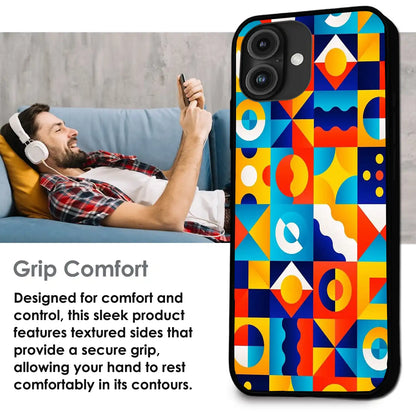 Retro Pop Geometry - Glossy Metal Silicone Case For Apple iPhone Infographic