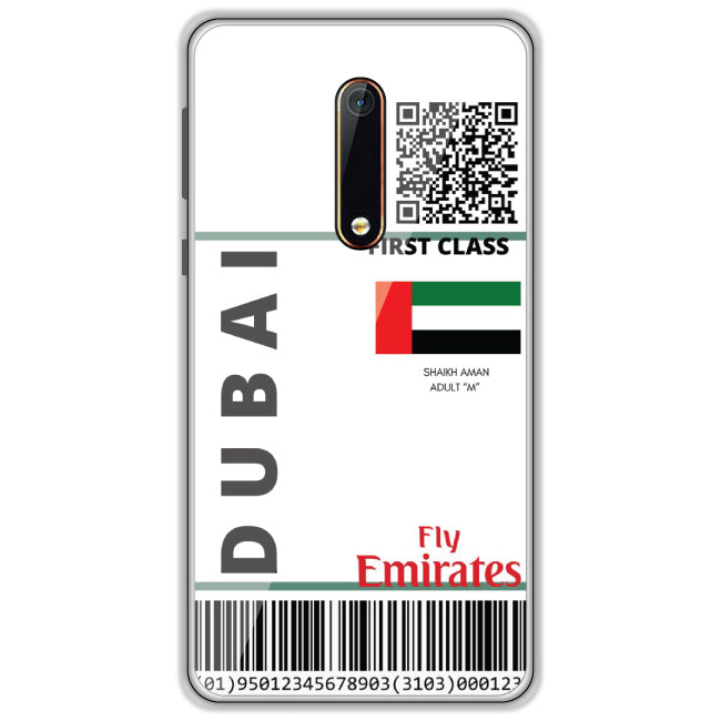 Dubai Ticket - Clear Printed Case For Nokia Models nokia 6.1 2018