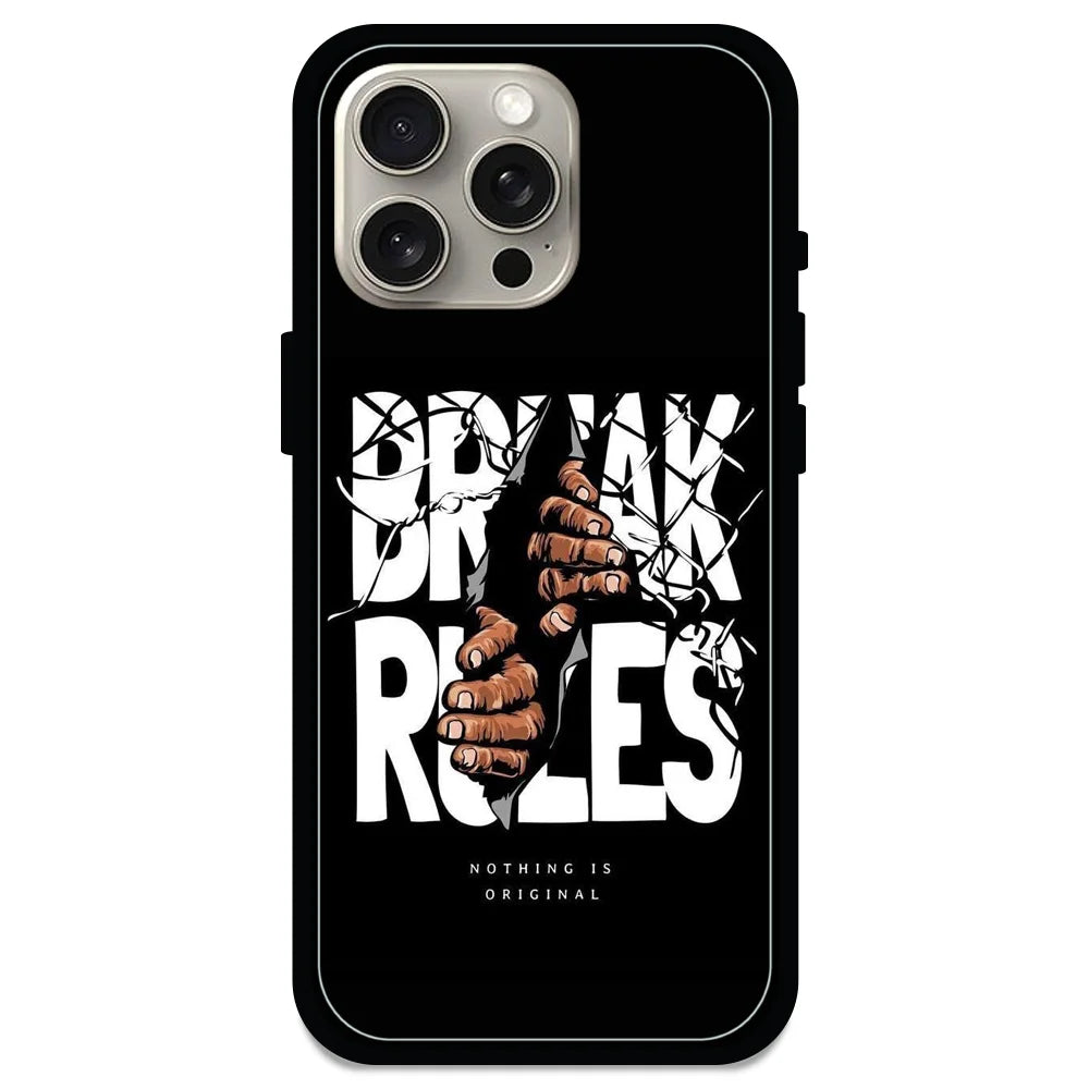 Break Rules - Glossy Metal Silicone Case For Apple iPhone Models- Apple iPhone 15 pro max