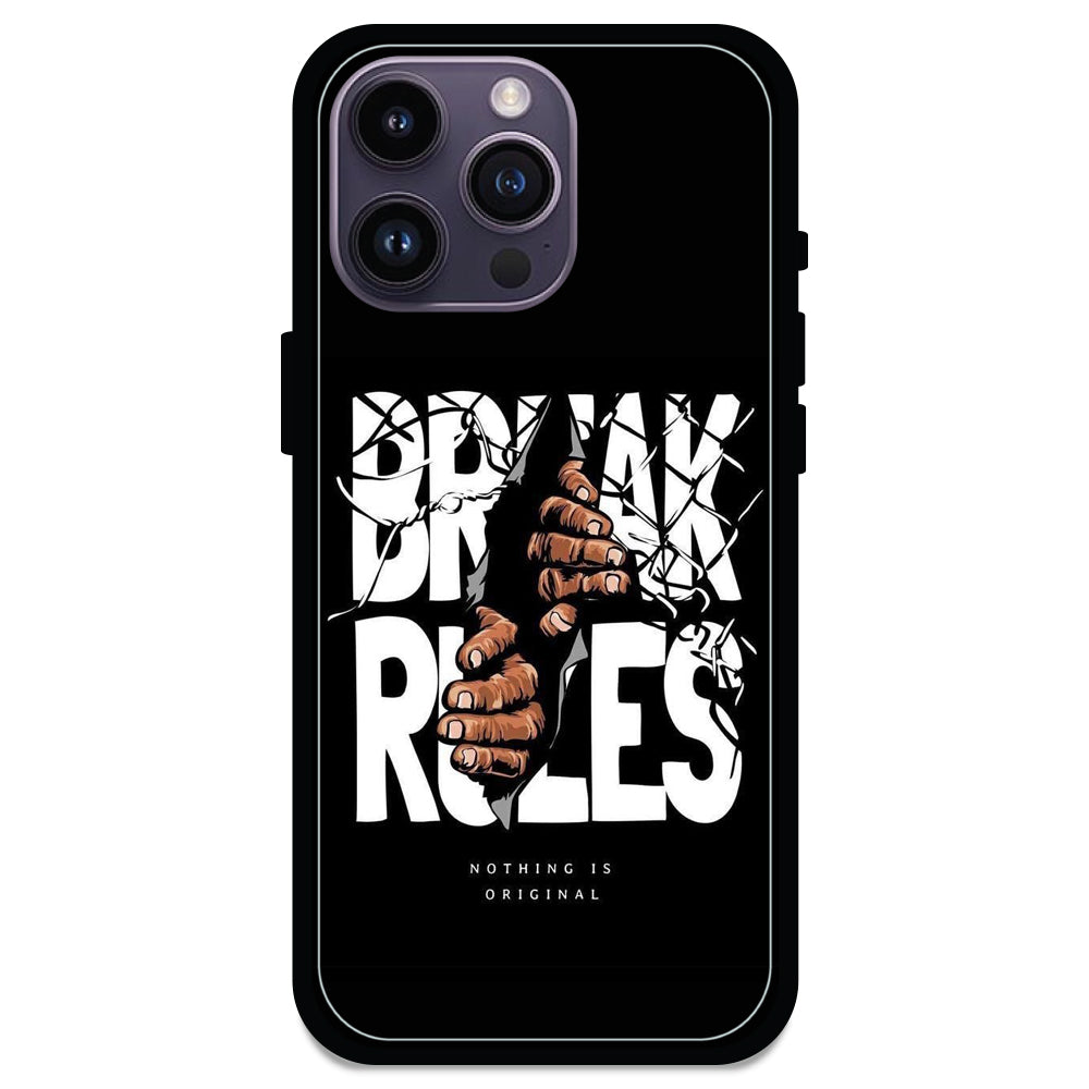 Break Rules - Glossy Metal Silicone Case For Apple iPhone Models- Apple iPhone 14 pro max