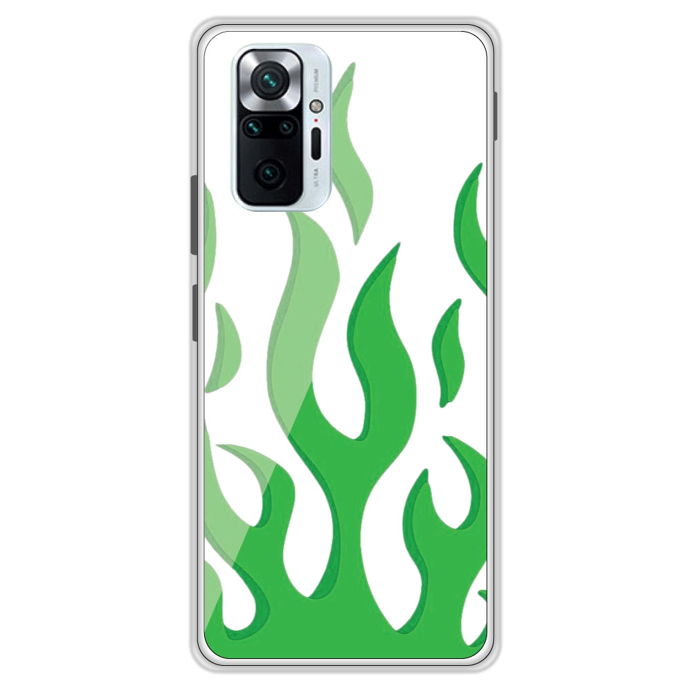 Green Flames - Clear Printed Case For Redmi Models