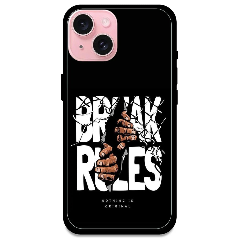 Break Rules - Glossy Metal Silicone Case For Apple iPhone Models- Apple iPhone 15