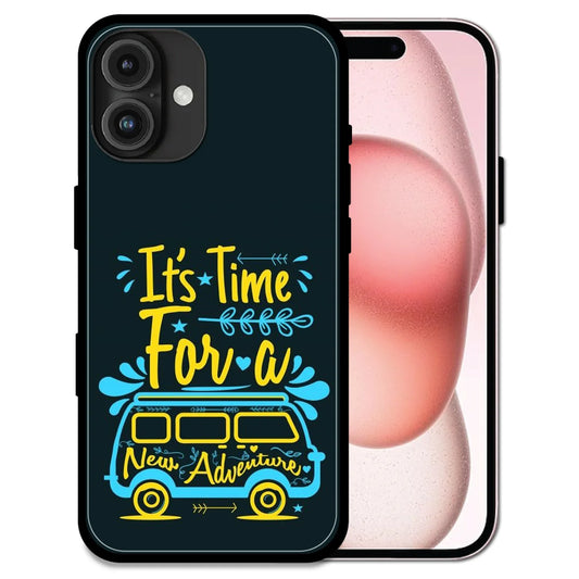 'Adventure Awaits - Glossy Metal Silicone Case For Apple iPhone 16