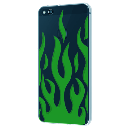 Green Flames - Clear Printed Case For iPhone Models