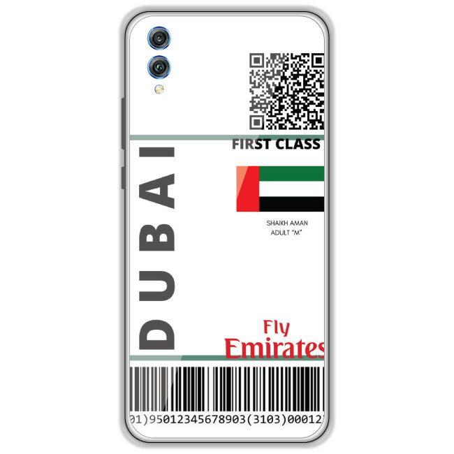 Dubai Ticket - Clear Printed Case For Honor Models 8x