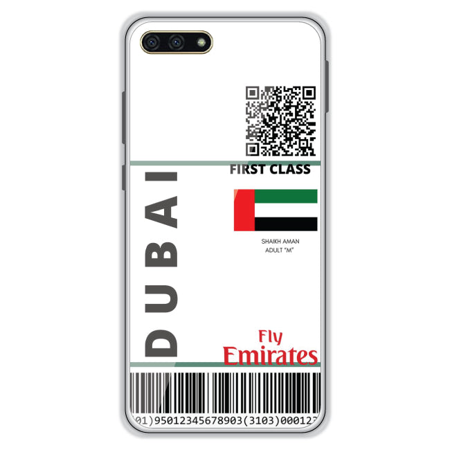 Dubai Ticket - Clear Printed Case For Honor Models honor 7a