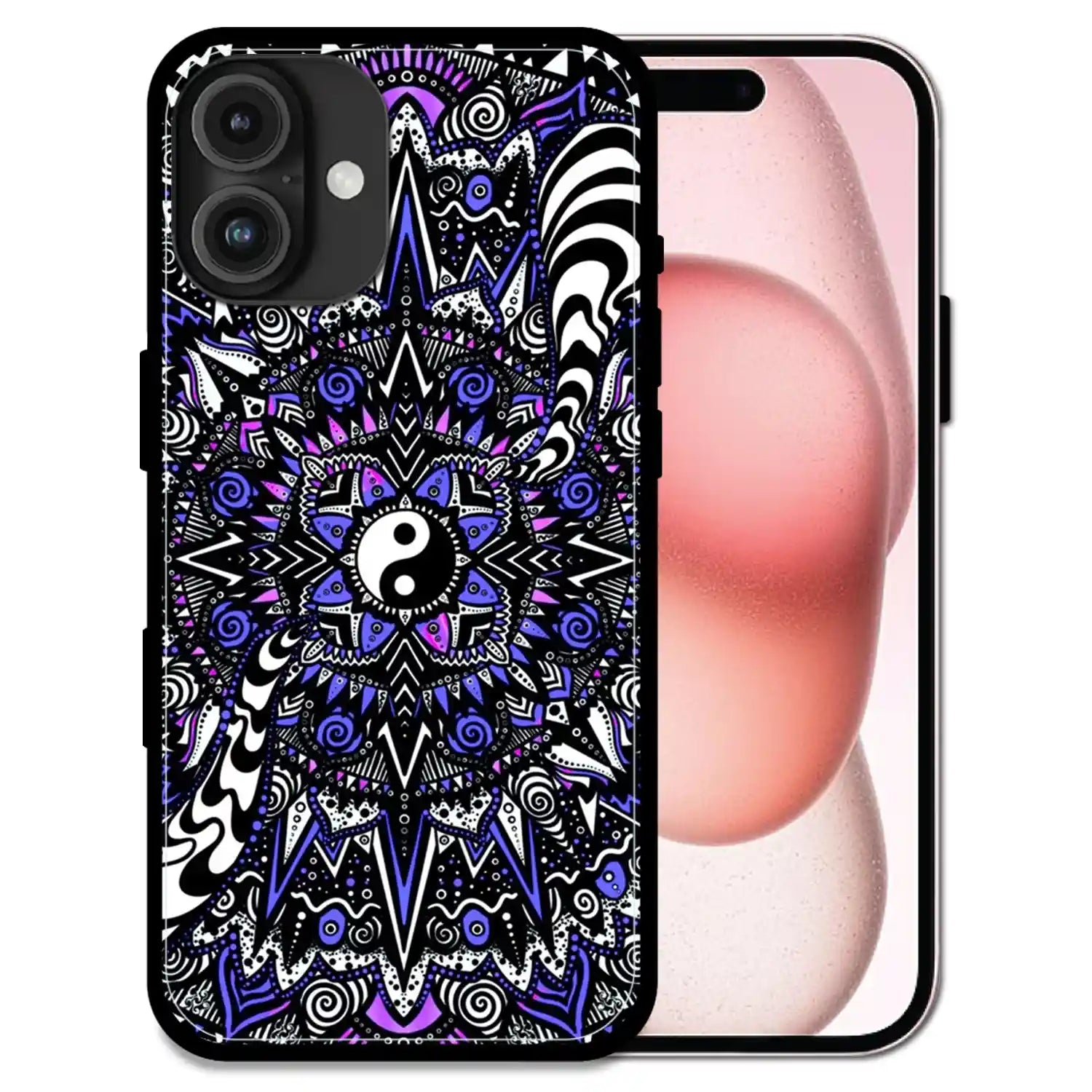 'Yin-Yang Mandala Design - Glossy Metal Silicone Case For Apple iPhone 16