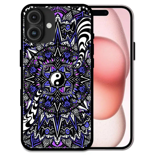'Yin-Yang Mandala Design - Glossy Metal Silicone Case For Apple iPhone 16