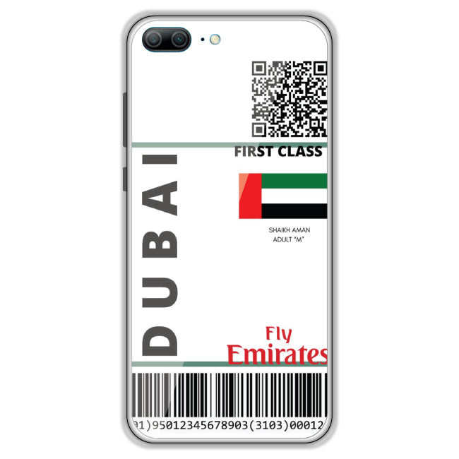 Dubai Ticket - Clear Printed Case For Honor Models honor 9 lite