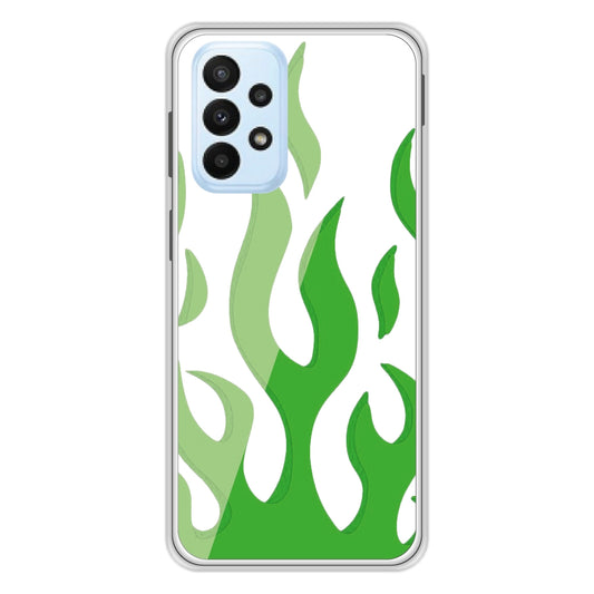 Green Flames - Clear Printed Silicone Case For Samsung Models