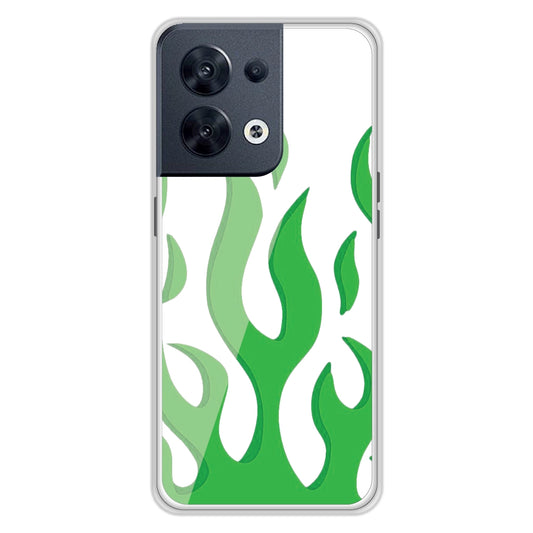 Green Flames - Clear Printed Silicon Case For Oppo Models