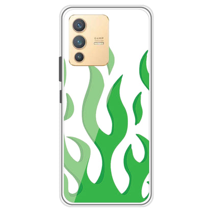 Green Flames - Clear Printed Case For Vivo Models