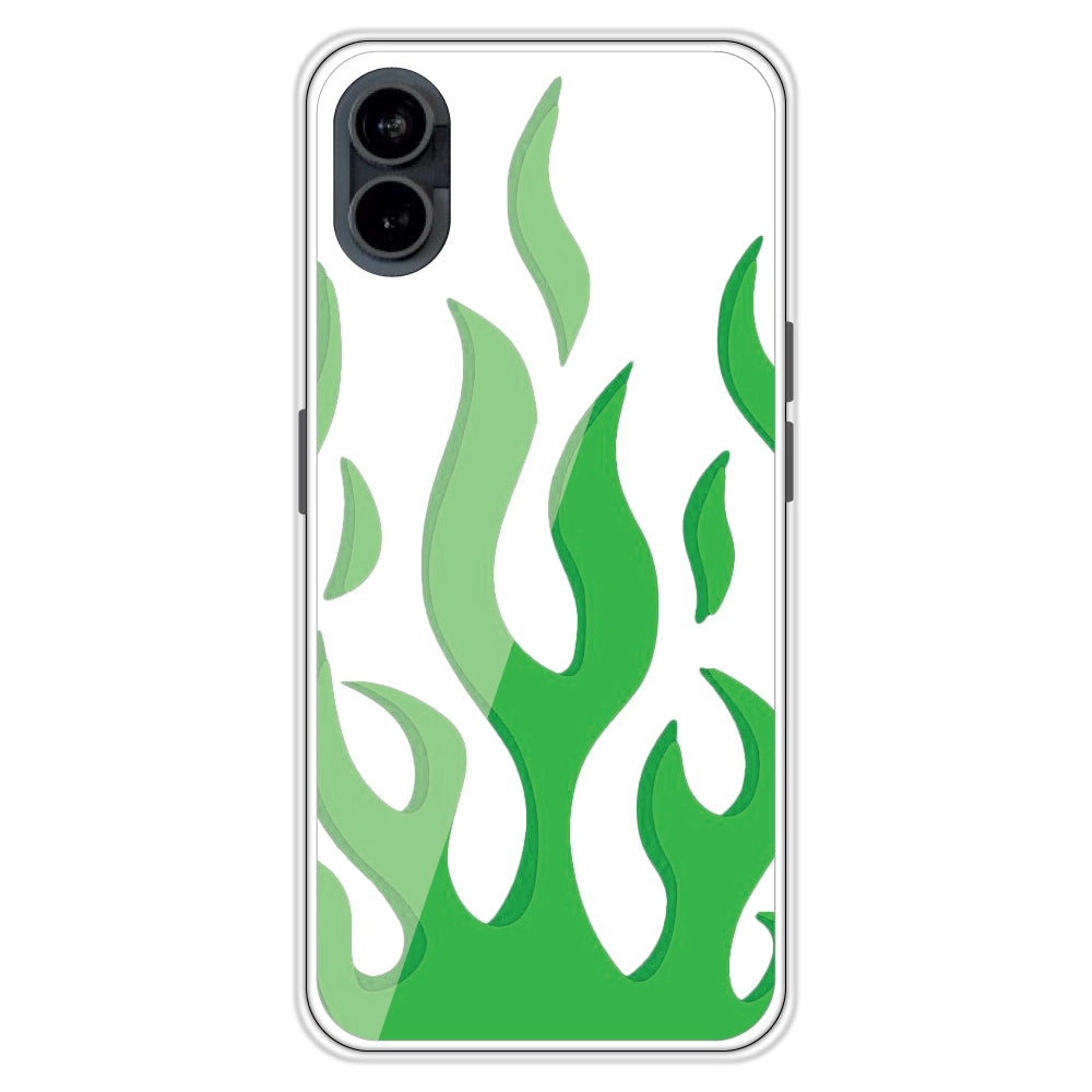 Green Flames - Clear Printed Case For Nothing Models
