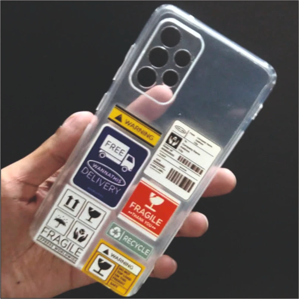 Fragile Labels Clear Printed Silicon Case - Samsung A52 5G