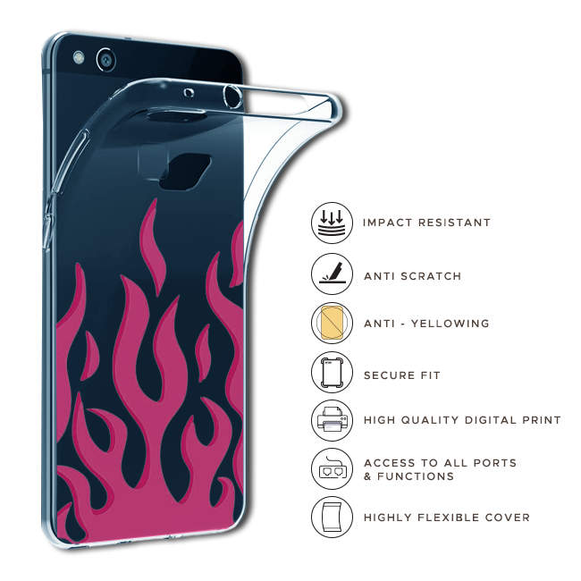 Pink Flames - Clear Printed Case For Google Models Infographics