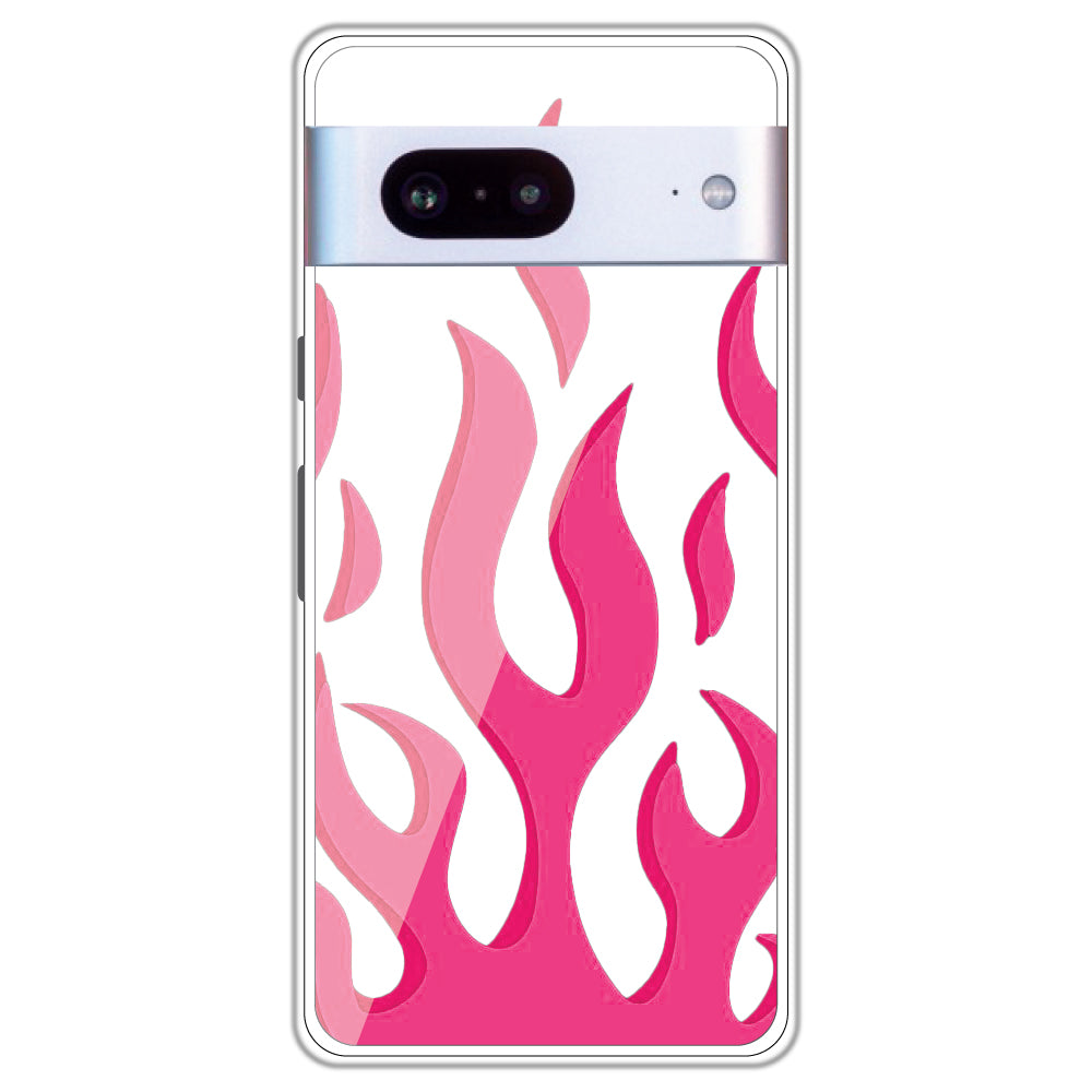 Pink Flames - Clear Printed Case For Google Models