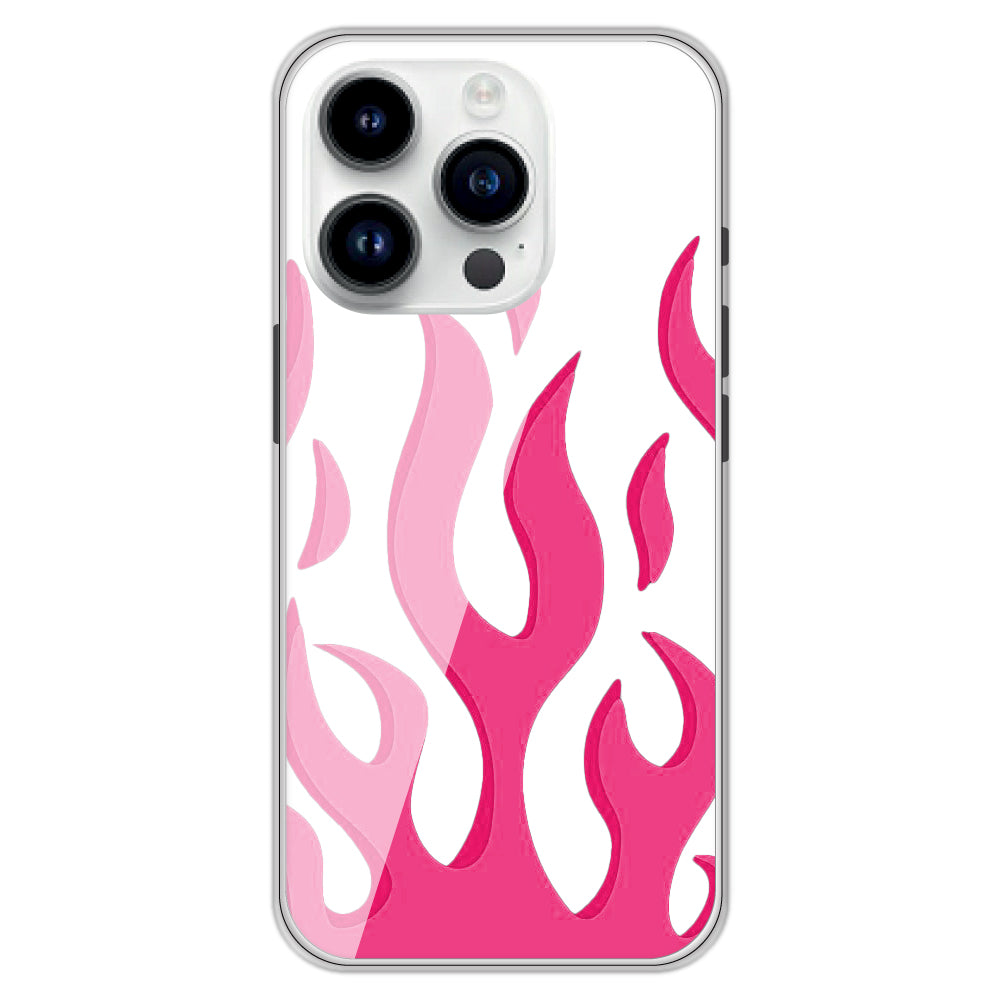 Pink Flames - Clear Printed Case For Apple iPhone Models
