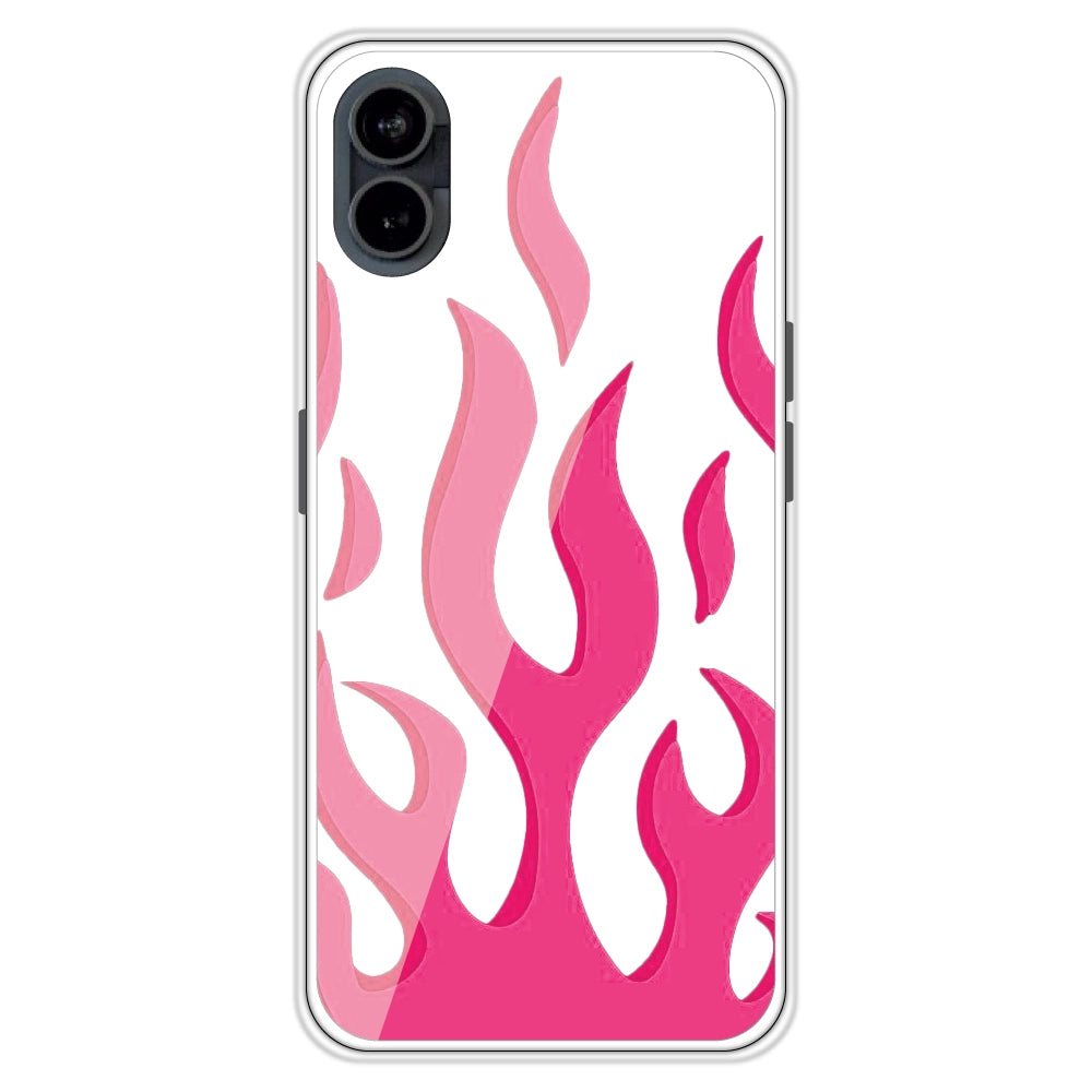 Pink Flames - Clear Printed Case For Nothing Models
