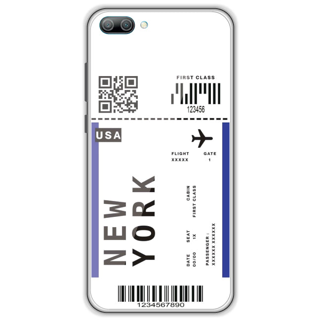 New York Ticket - Clear Printed Case For Honor Models