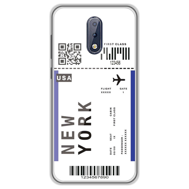 New York Ticket - Clear Printed Case For Nokia Models nokia 6.1 plus