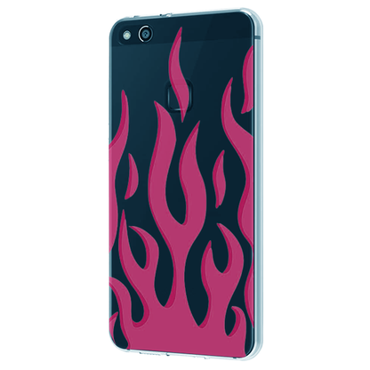 Pink Flames - Clear Printed Case For iPhone Models