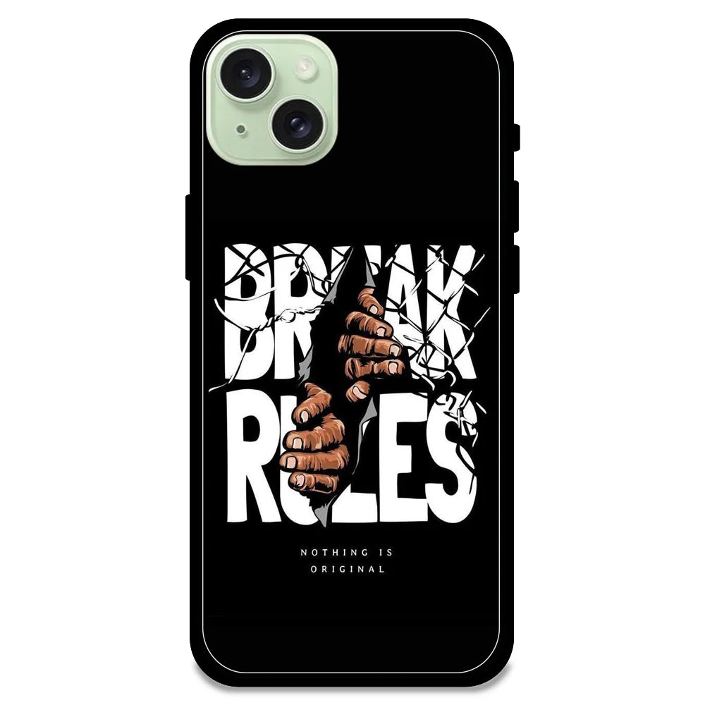 Break Rules - Glossy Metal Silicone Case For Apple iPhone Models- Apple iPhone 15 plus