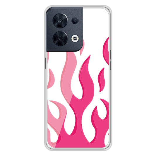 Pink Flames - Clear Printed Silicon Case For Oppo Models