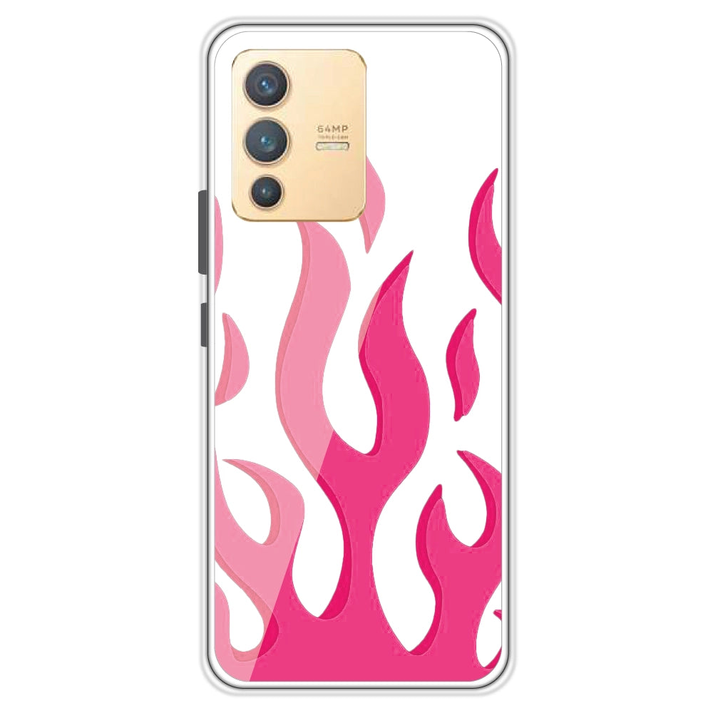 Pink Flames - Clear Printed Case For Vivo Models
