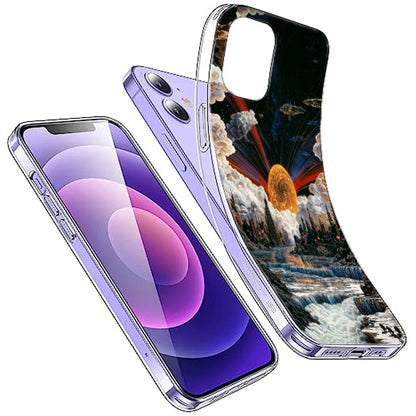 Cosmic Fantasy Sun Landscape - Printed Silicone Case For Apple iPhone Infographic