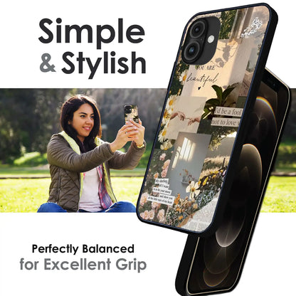 Floral Aesthetic Collage - Glossy Metal Silicone Case For Apple iPhone Infographic