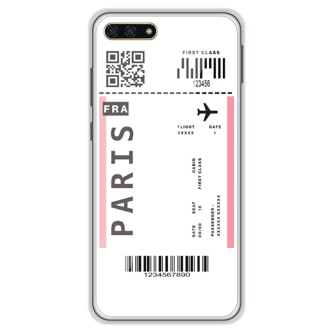 Paris Ticket - Clear Printed Case For Honor Models honor 7a