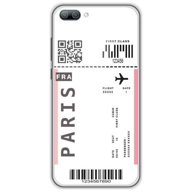 Paris Ticket - Clear Printed Case For Honor Models Honor 9N