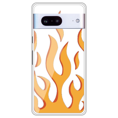 Orange Flames - Clear Printed Case For Google Models