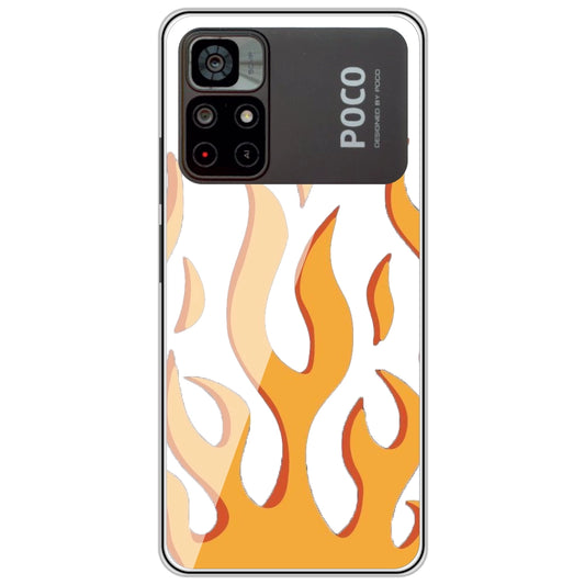 Orange - Clear Printed Silicone Case For Poco Models