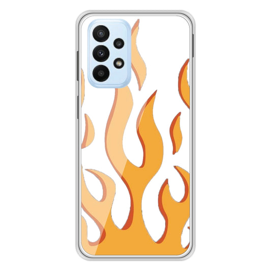 Orange Flames - Clear Printed Silicone Case For Samsung Models