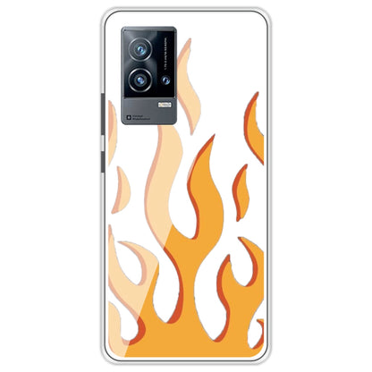Orange Flames - Clear Printed Silicone Case For iQOO Models